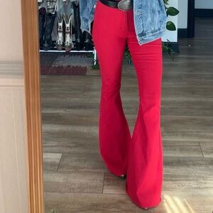 Willow Boutique clothing co. Corduroy red flared jeans
